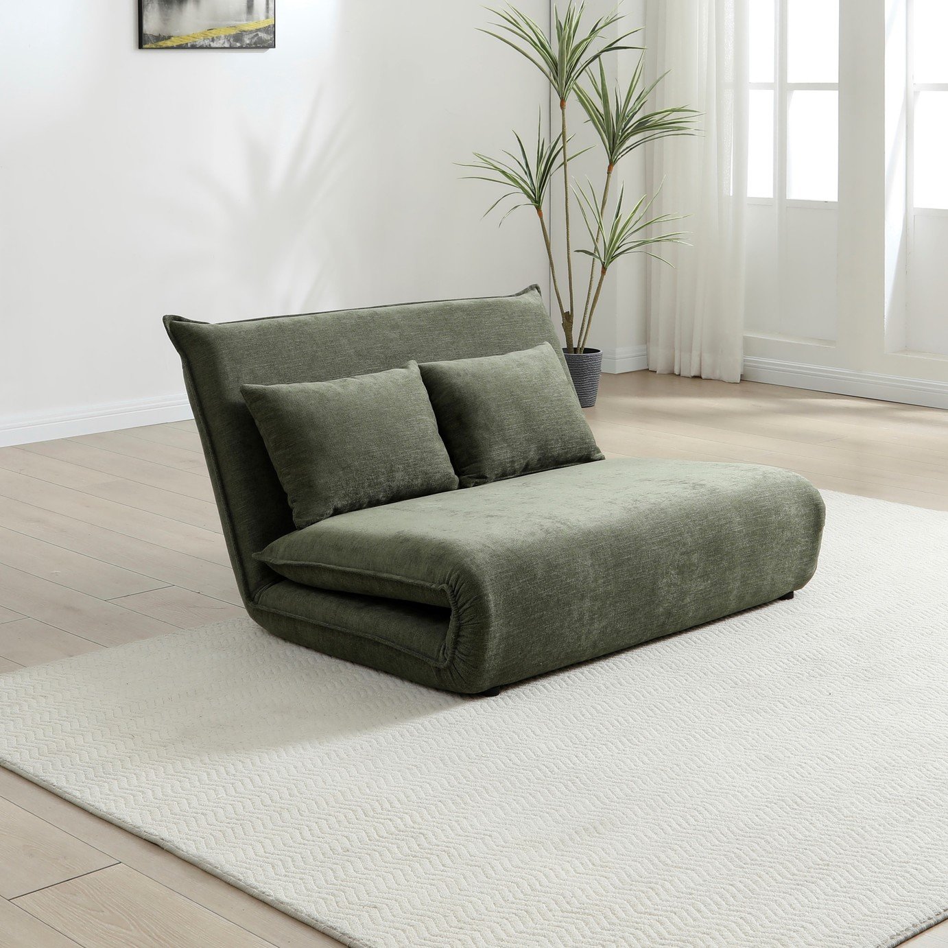 Kyoto Alfie Fabric 2 Seater Foam Fold Out Sofa Bed - Olive