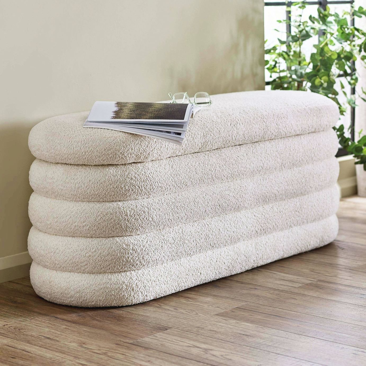 Julian Bowen Hailey Boucle Ottomans Storage Bench - Beige