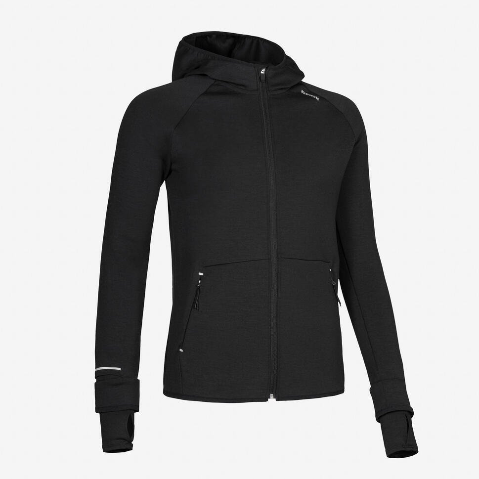 Decathlon Women's Run 500 Warm Running Jacket - Black