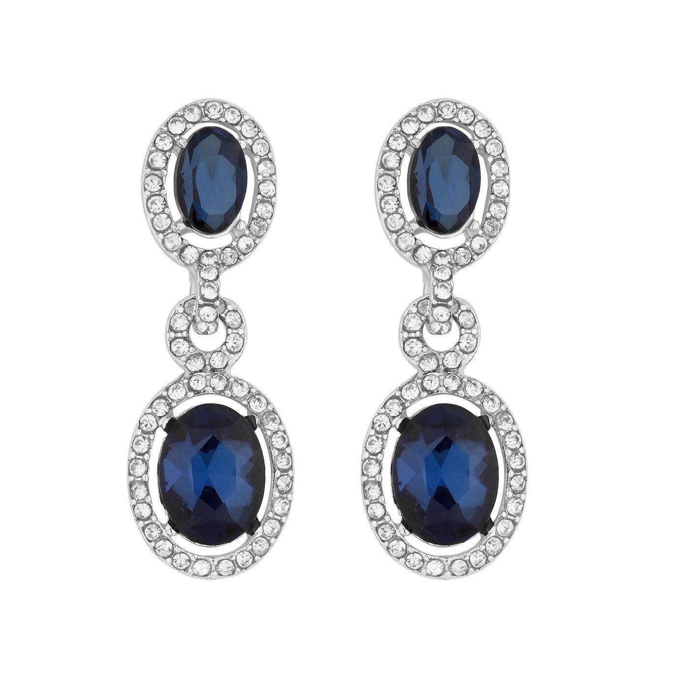 Jon Richard Silver Plated Blue Halo Earrings 