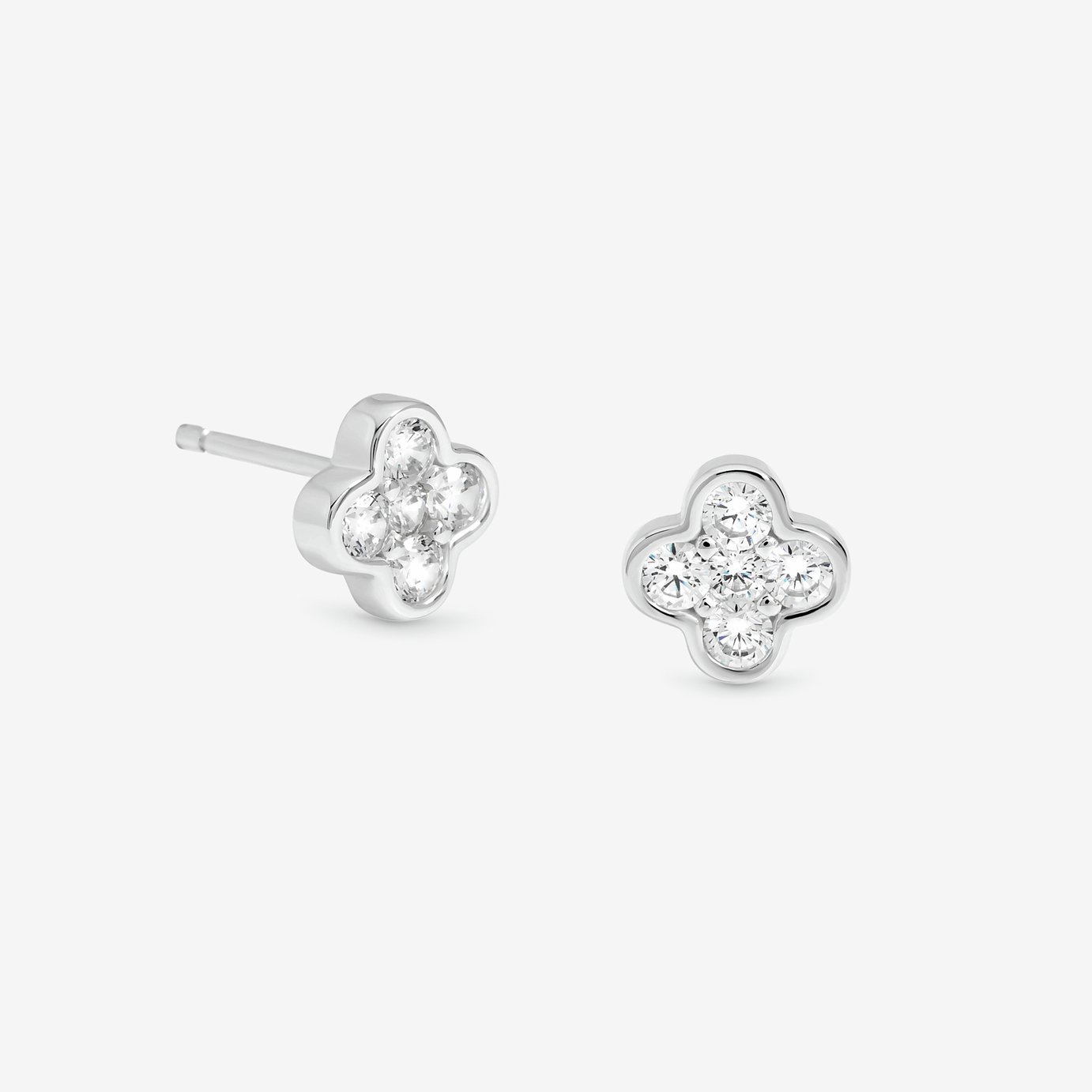 Simply Silver 925 Sterling Silver Cubic Zirconia Clover Stud Earrings