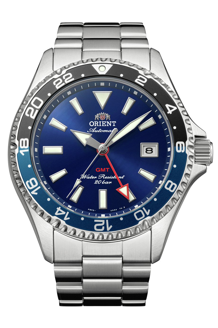 Orient Mako GMT Blue Dial Men's Silver Stainless Steel Bracelet Watch