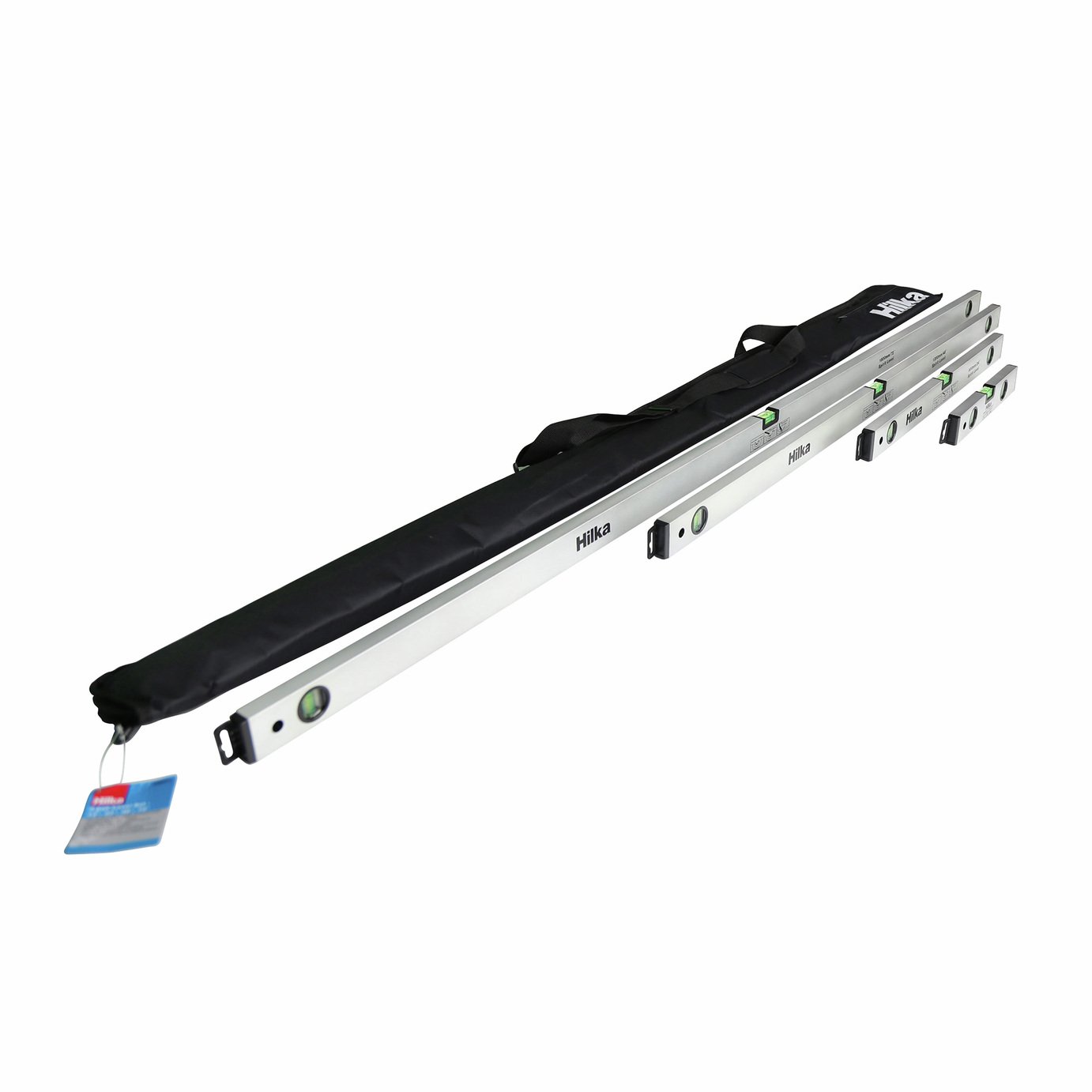 Hilka Levelling 12", 24", 48" and 72" Aluminium Spirit Level Set