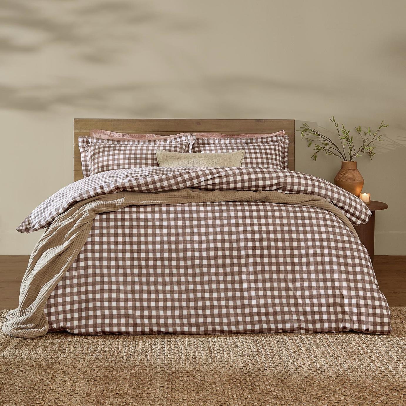 Yard Barton Cotton Check Chocolate Duvet Cover Set