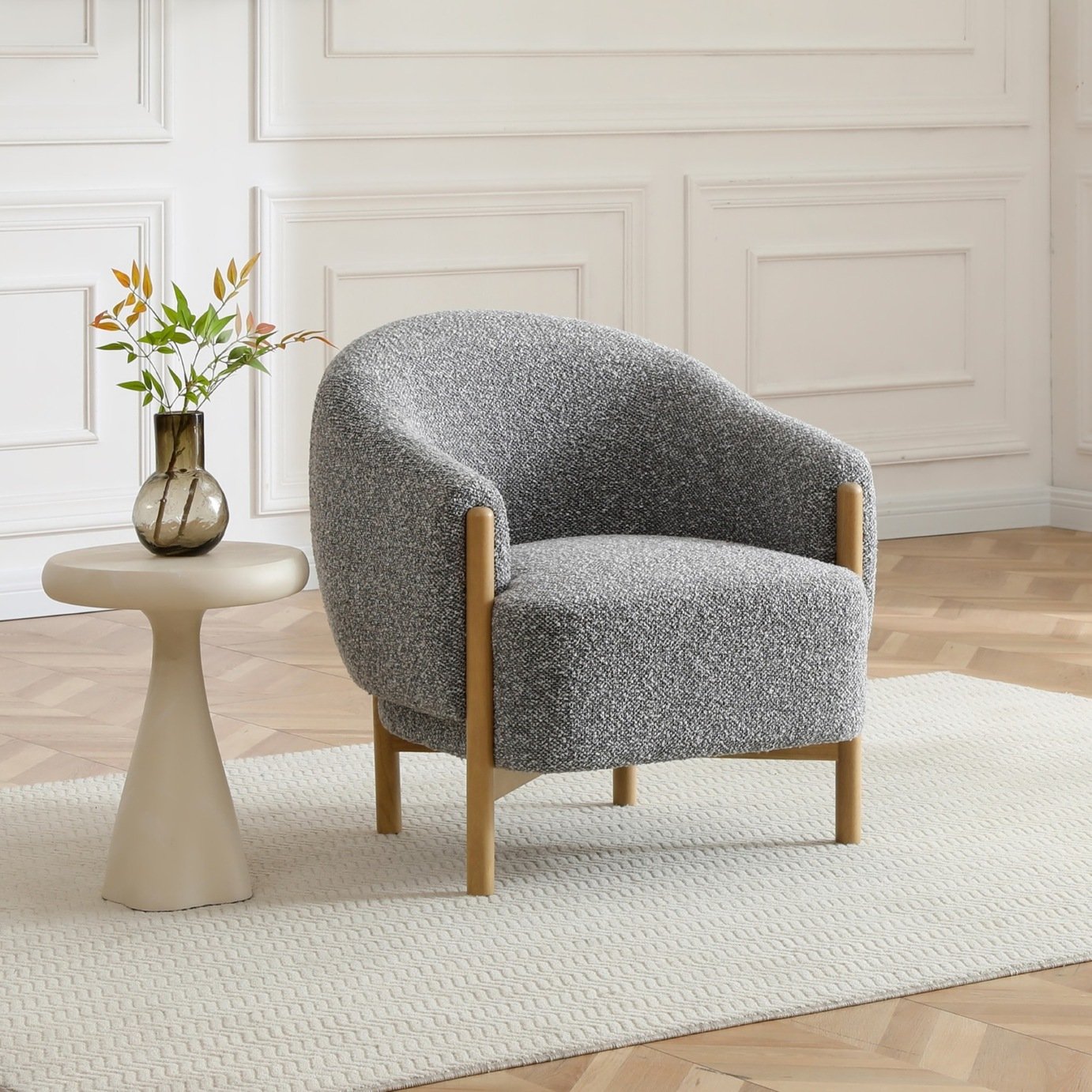 Kyoto Lizzie Fabric Armchair - Grey