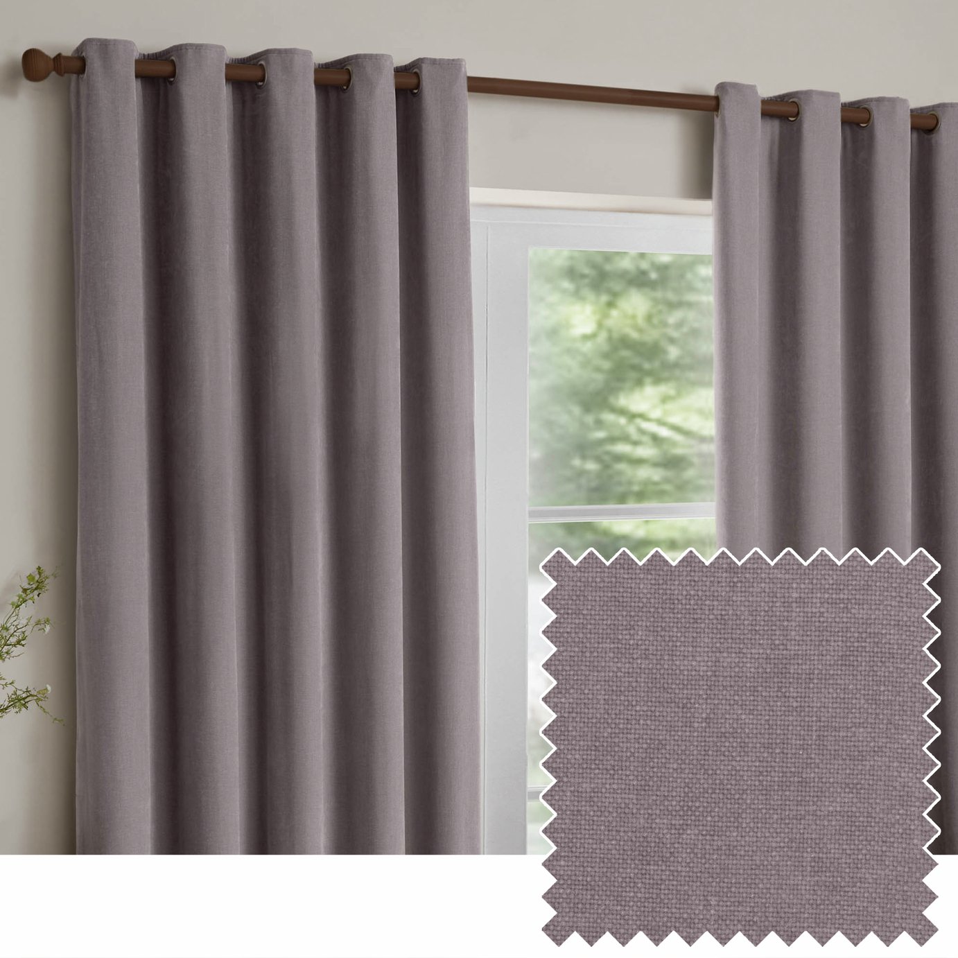 Yard Heavy Chenille Eyelet Curtains - Mauve - 229x229cm
