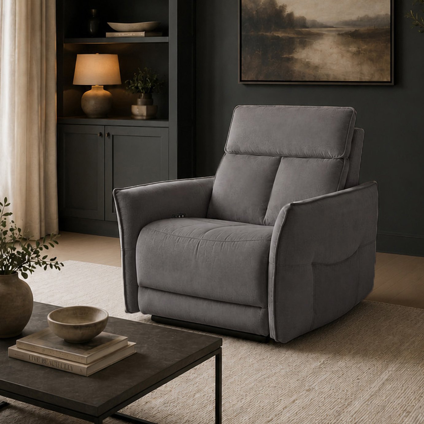 Aspire Dual Motor Fabric Power Rise Recliner Chair - Grey