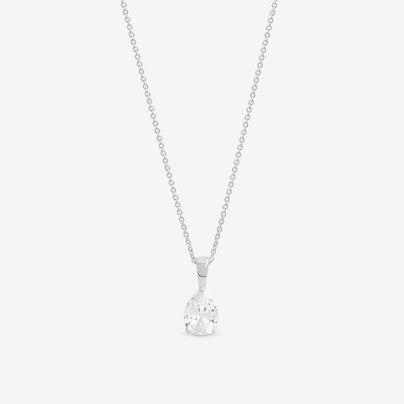 Simply Silver 925 Sterling Silver Pear Cut Pendant Necklace