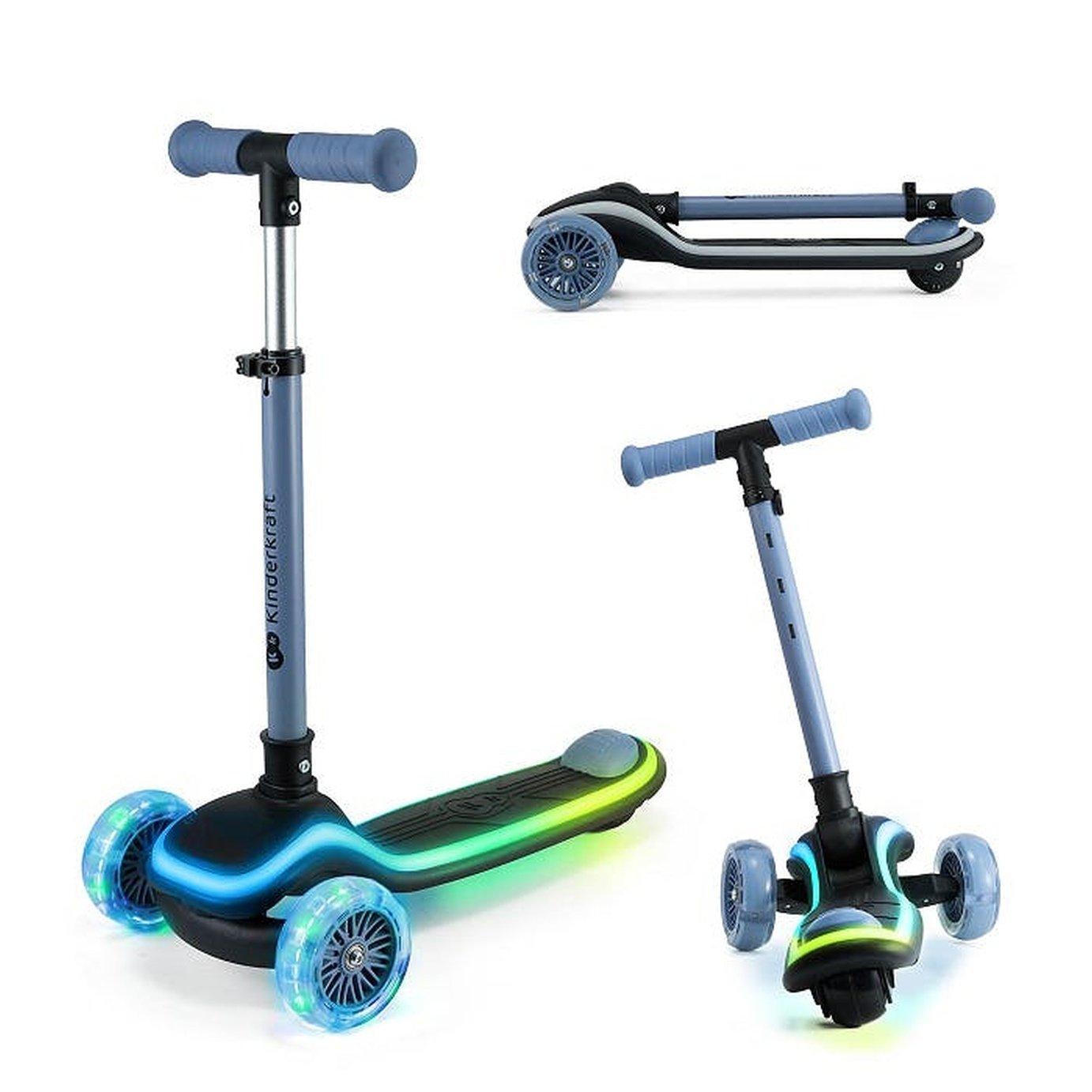 Kinderkraft Raket 3 Wheeled LED Kids Scooter - Blue