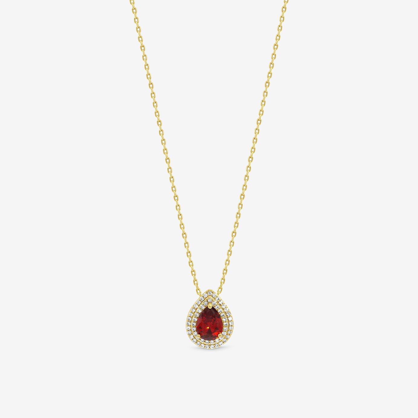Jon Richard Gold Plated Cubic Zirconia Garnet Pear Pendant Necklace