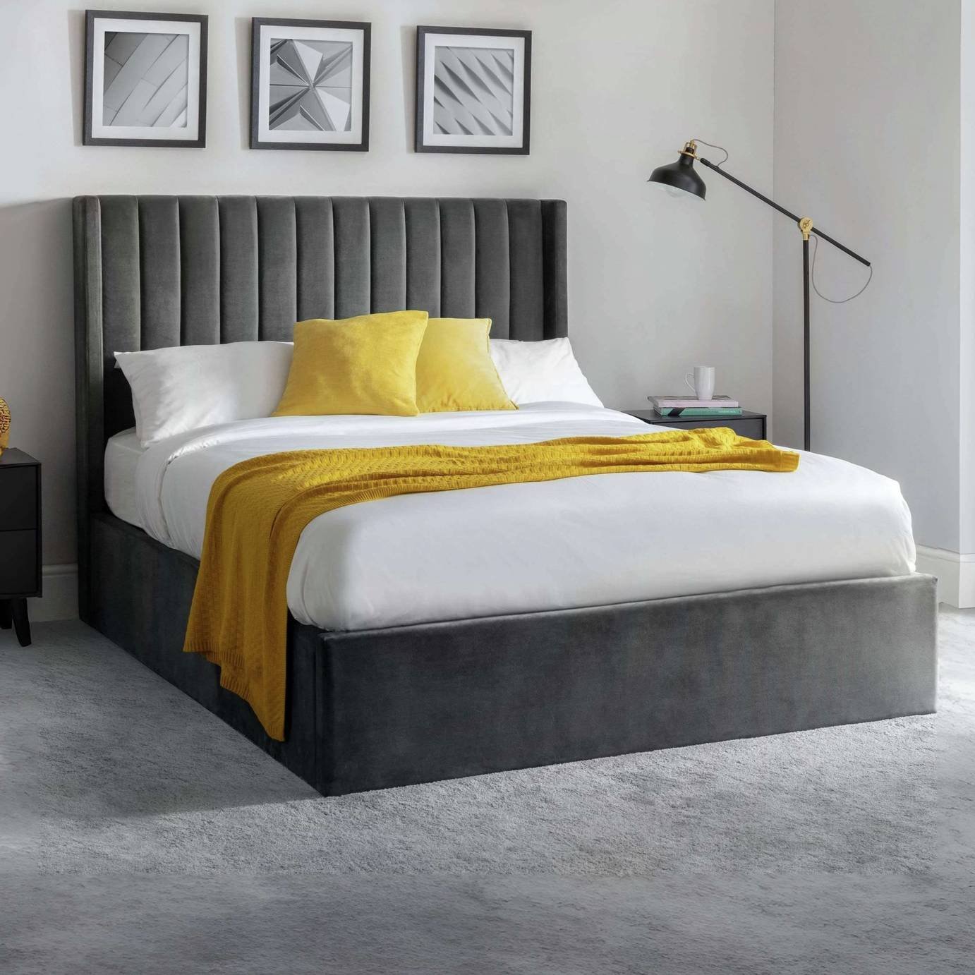 Julian Bowen Langham Velvet End Lift Ottoman Bed