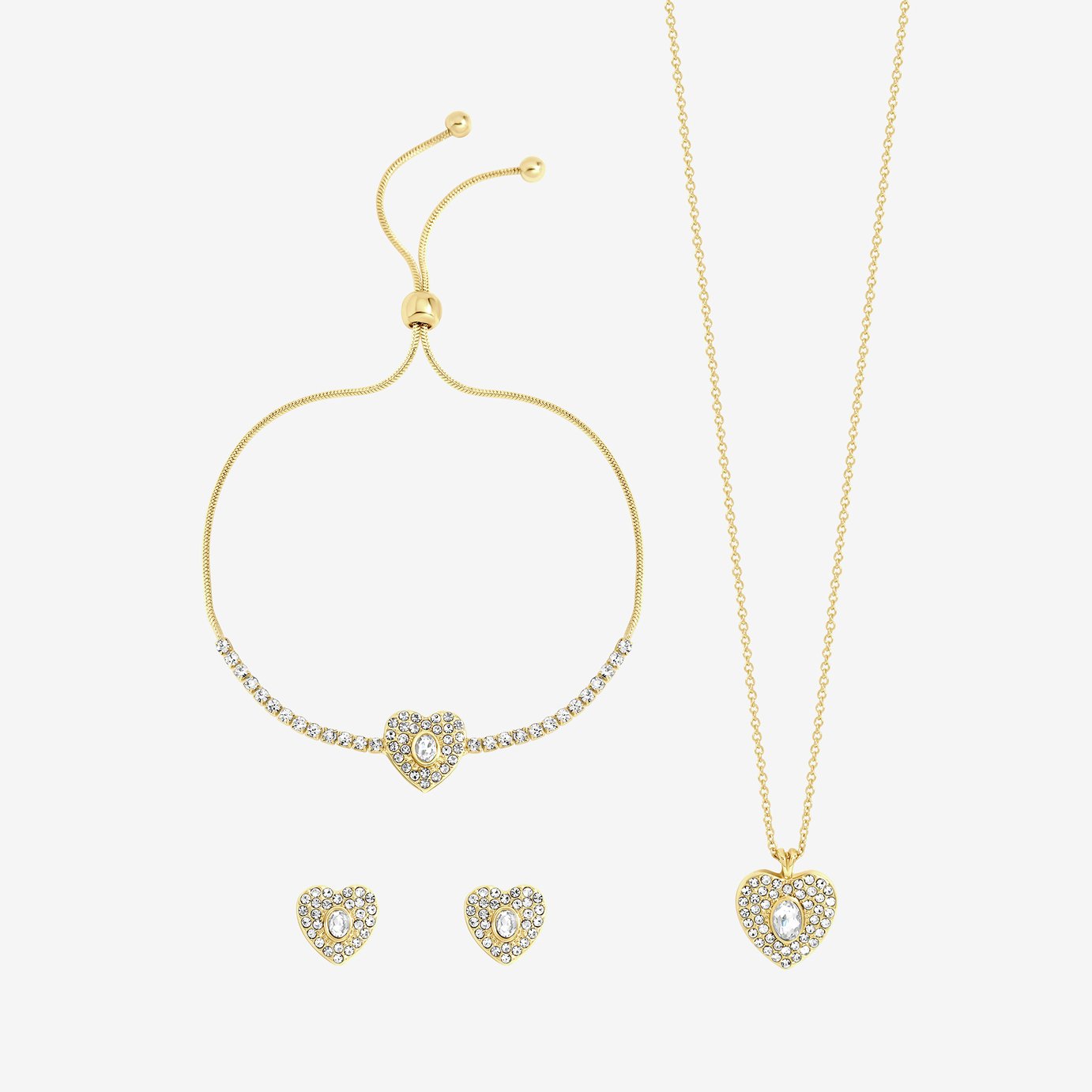 Jon Richard Gold Plated And Crystal Heart Trio Jewellery Set - Gift Box