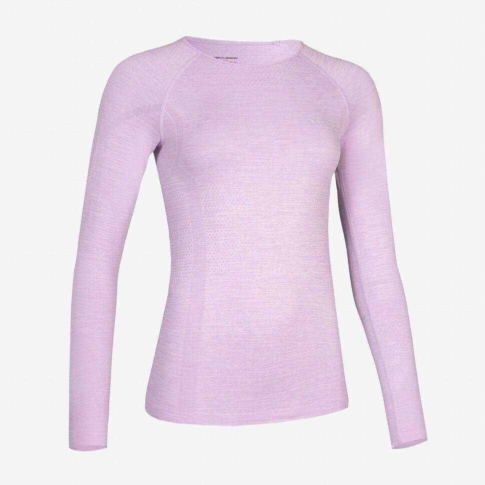 Decathlon Women's Run 500 Long-Sleeved Seamless Running T-Shirt - Lilac