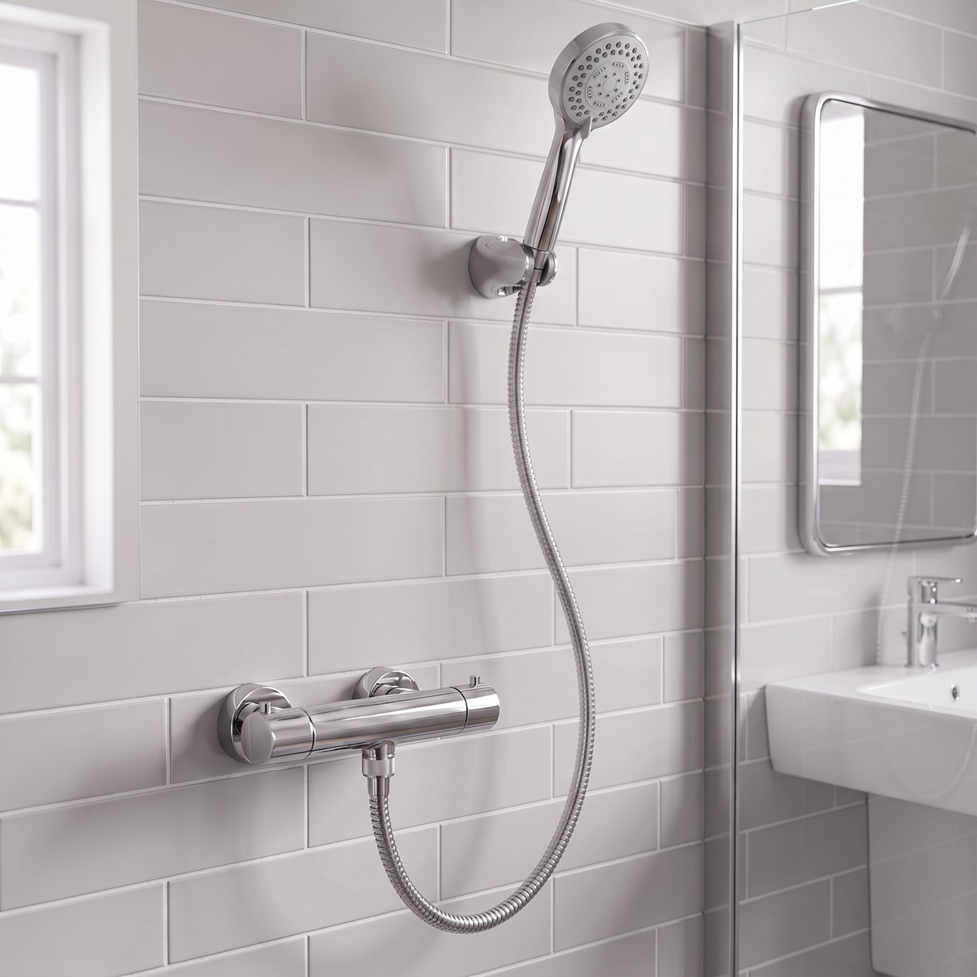 Aqualona Stretch Stainless Steel Shower Hose - Silver