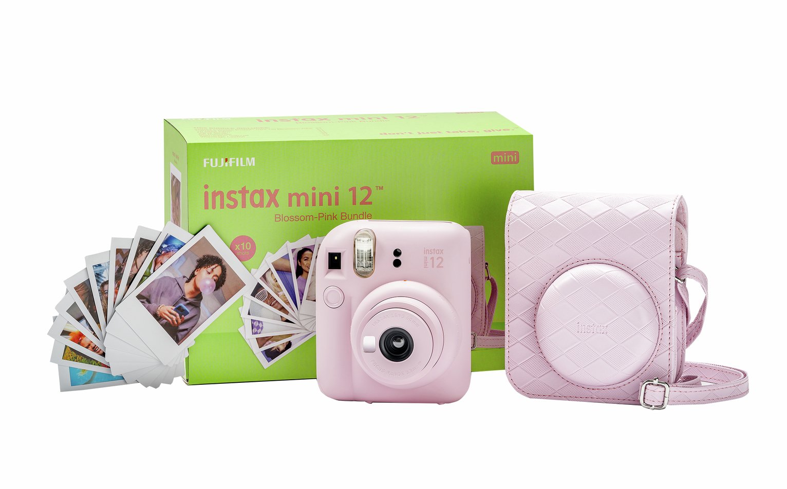 instax Mini 12 Instant Camera Bundle - Blossom Pink