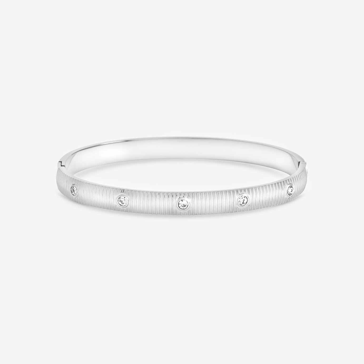 Jon Richard Silver Plated Textured Stainless Steel Crystal Bangle