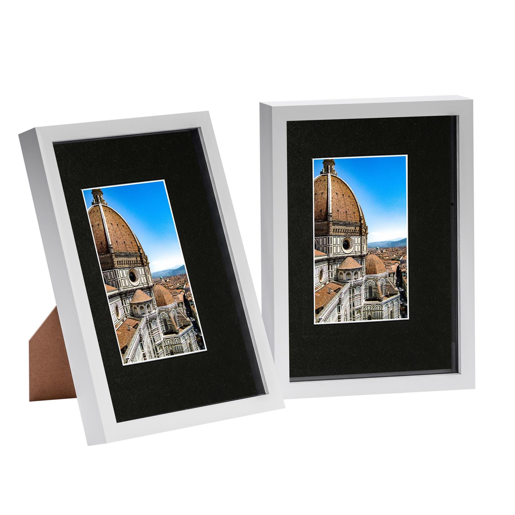 Nicola Spring 3D Shadow Box Frames - 8x12" with Mount - White - Set of 2