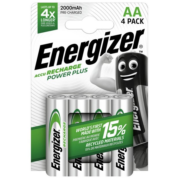 Energizer Recharge Basic Charger with 2 AA NiMH Rechargeable Batteries LED Indicator & Rechargeable AA Batteries Recharge Universal 4 count 2000 mAh Pre-Charged NiMH Included 