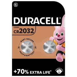 Duracell 2032 Lithium Coin Batteries 3V (CR2032) - Pack of 2