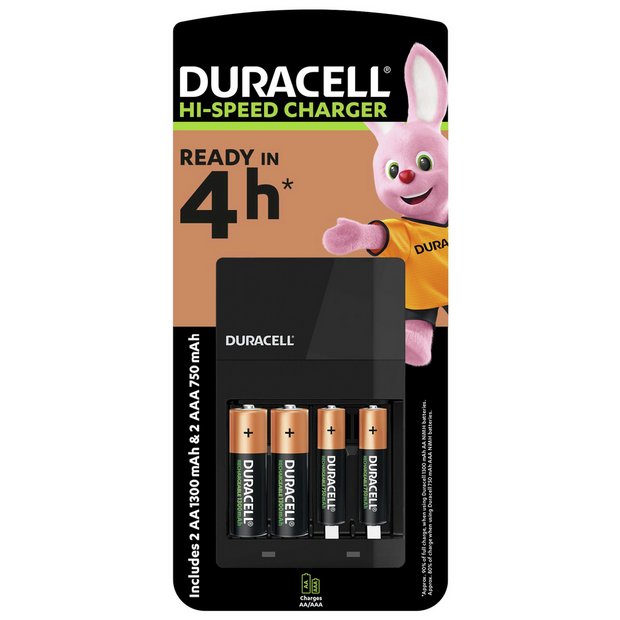 Buy Duracell 4 hours Battery Charger with 2 AA and 2 AAA Battery chargers Argos