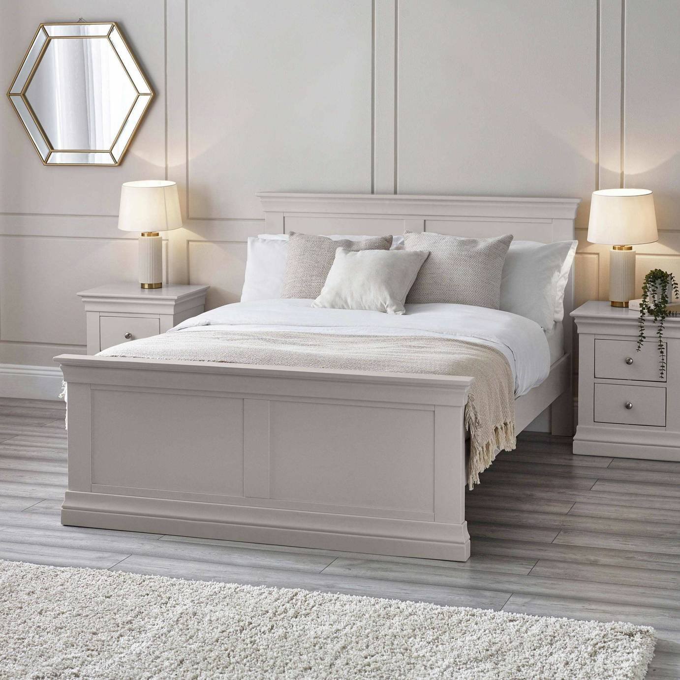 Julian Bowen Clermont Double Solid Pine Bedframe - Light Grey