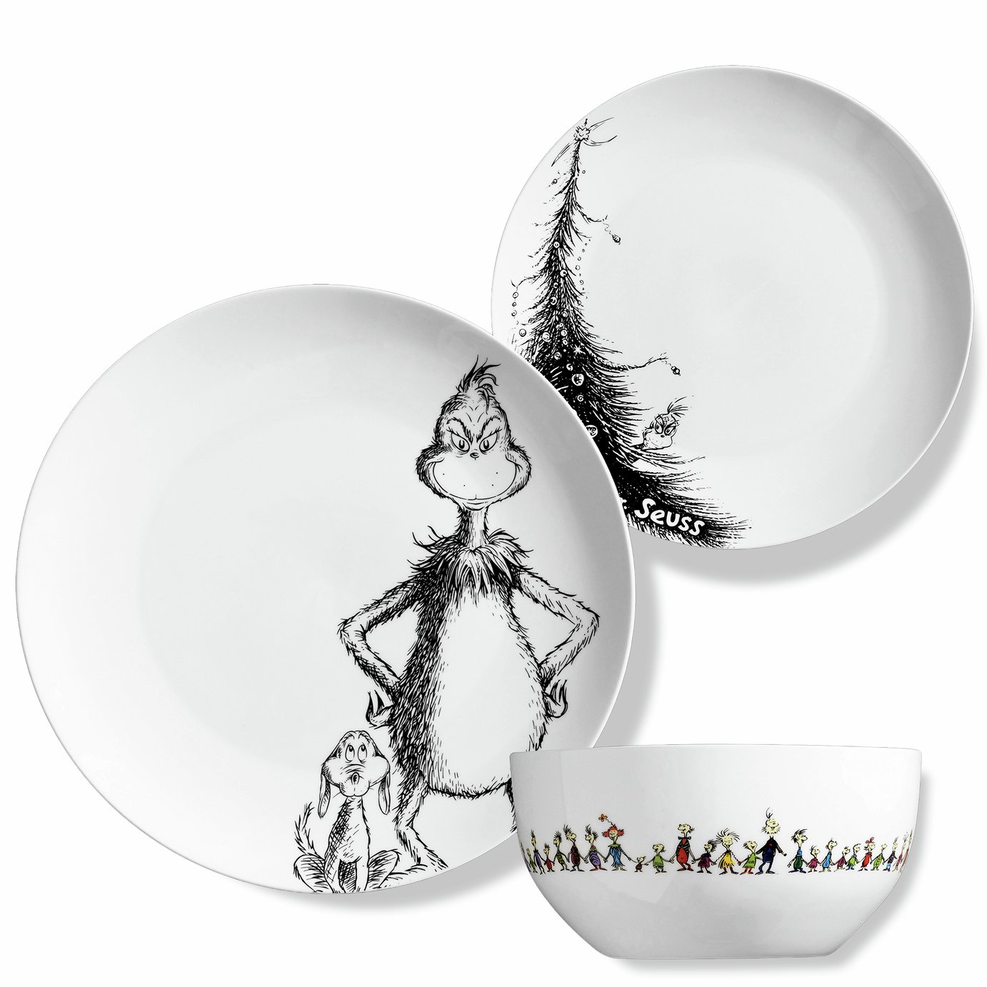 The Grinch 12 Piece Grinch and Max Porcelain Dinner Set