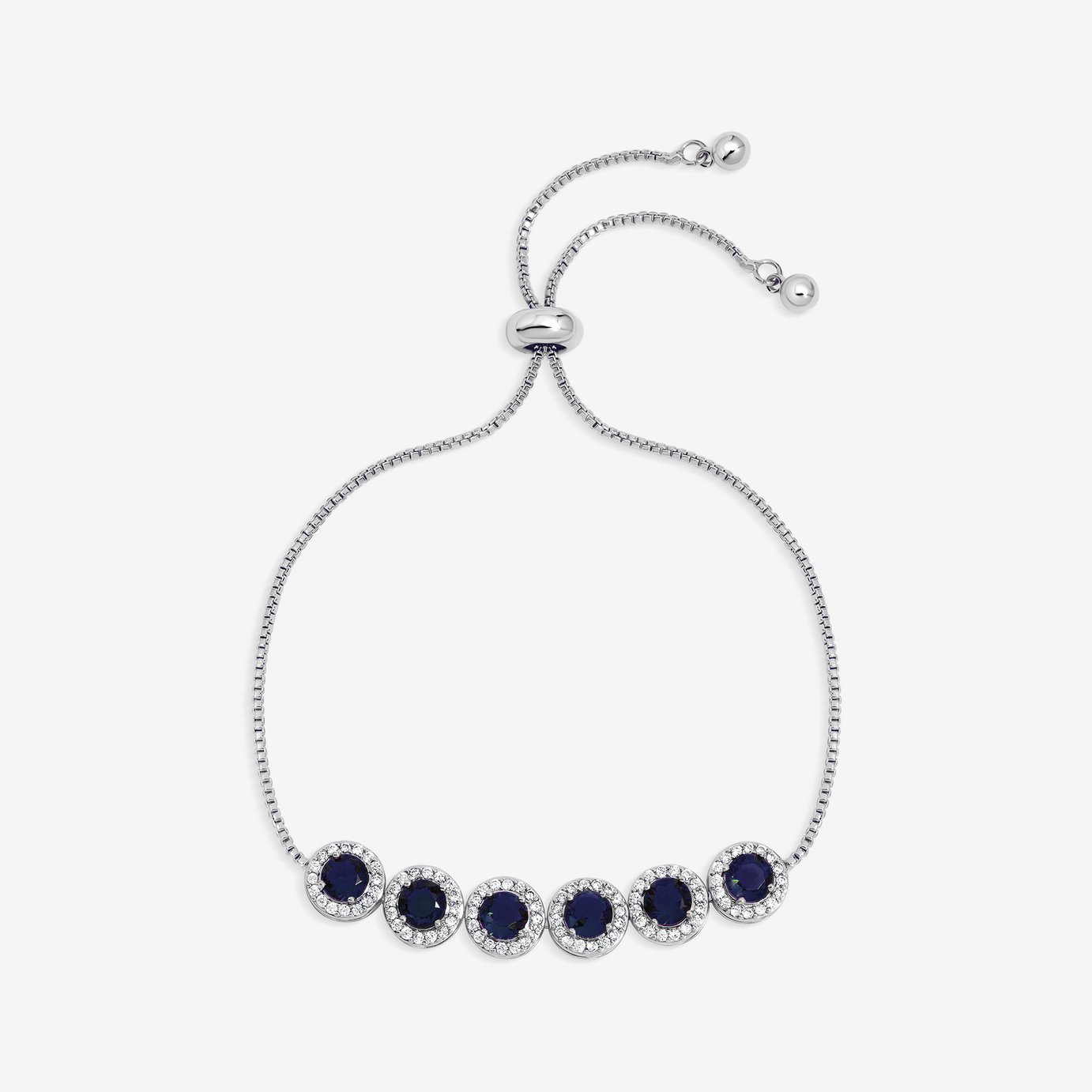 Jon Richard Rhodium Plated Sapphire Toggle Bracelet