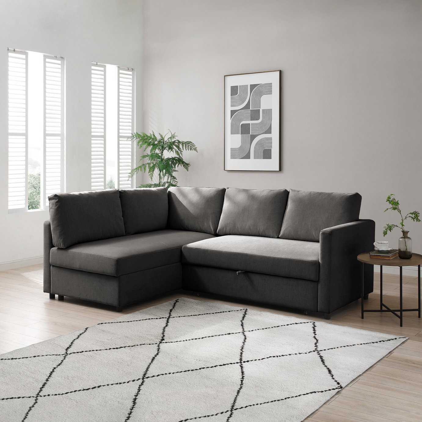 Kyoto Catherine Fabric Left Hand Corner Sofa Bed - Grey