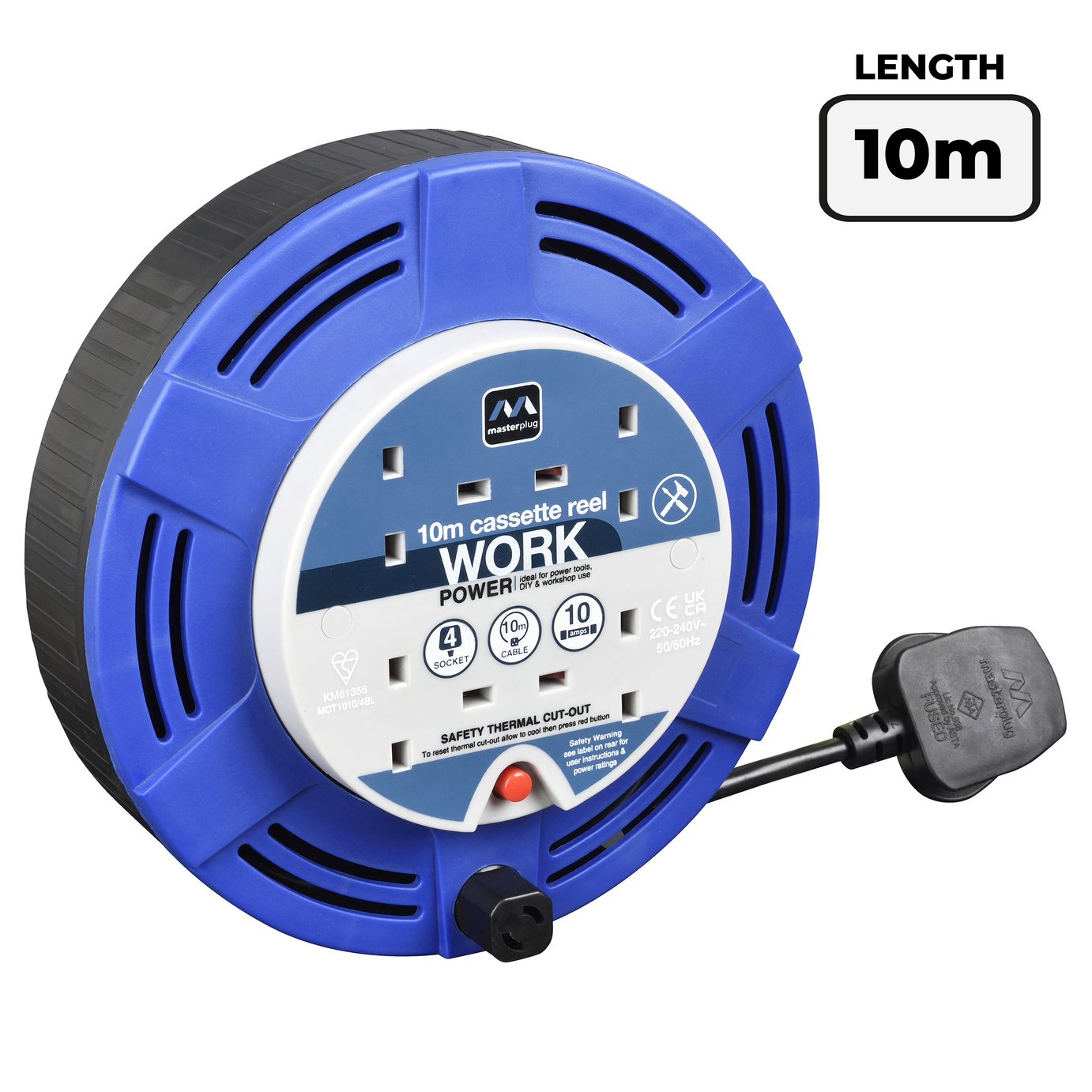 Masterplug 4 Socket 10m Cable Reel