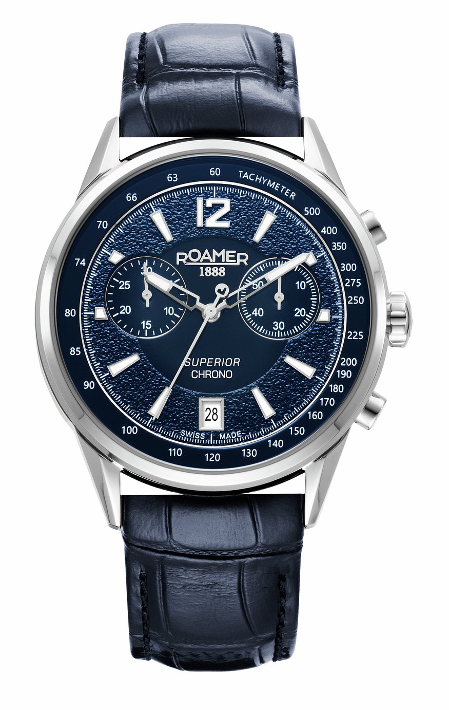 Roamer Superior Chrono Men's Blue Leather Strap Watch