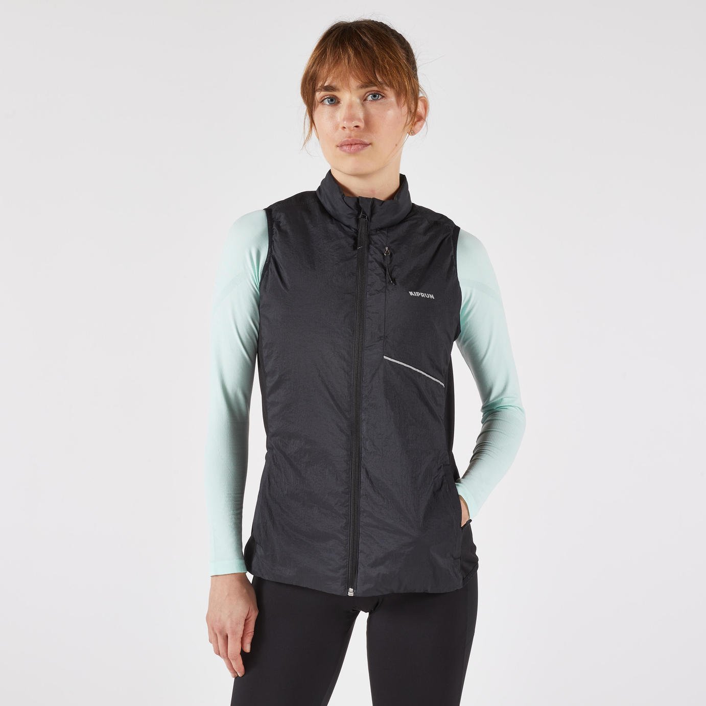 Decathlon Women's Warm Sleeveless Running Jacket - Black