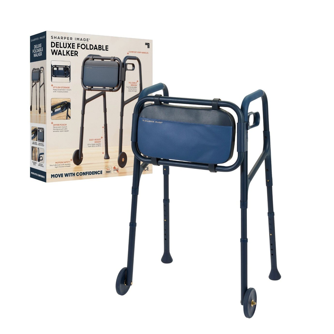Sharper Image Deluxe Foldable Height Adjustable Walker