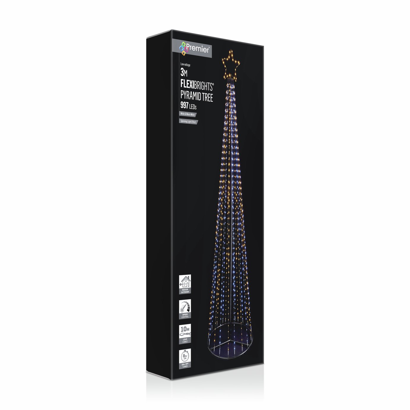 Premier Decorations FlexiBrights 997 LED Pyramid Tree Novelty Lights Warm White
