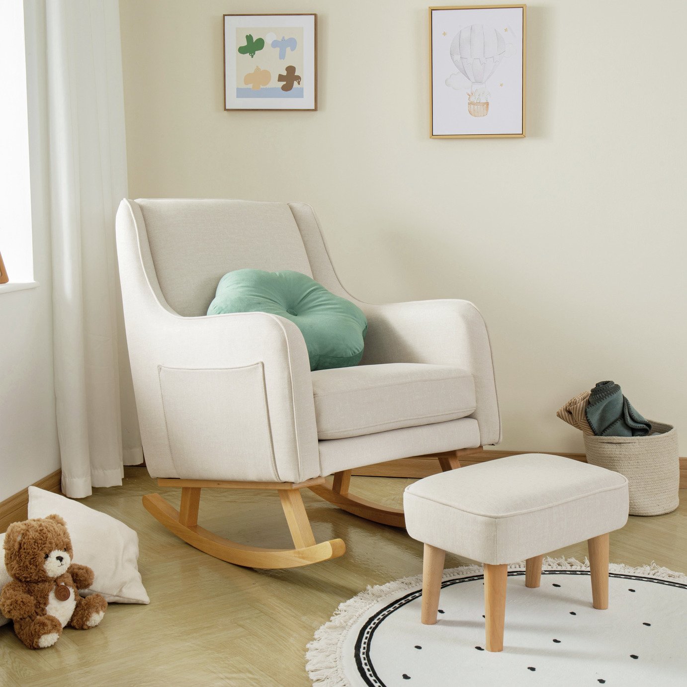 Babymore Ida Nursing Chair With Foot Stool - Ivory
