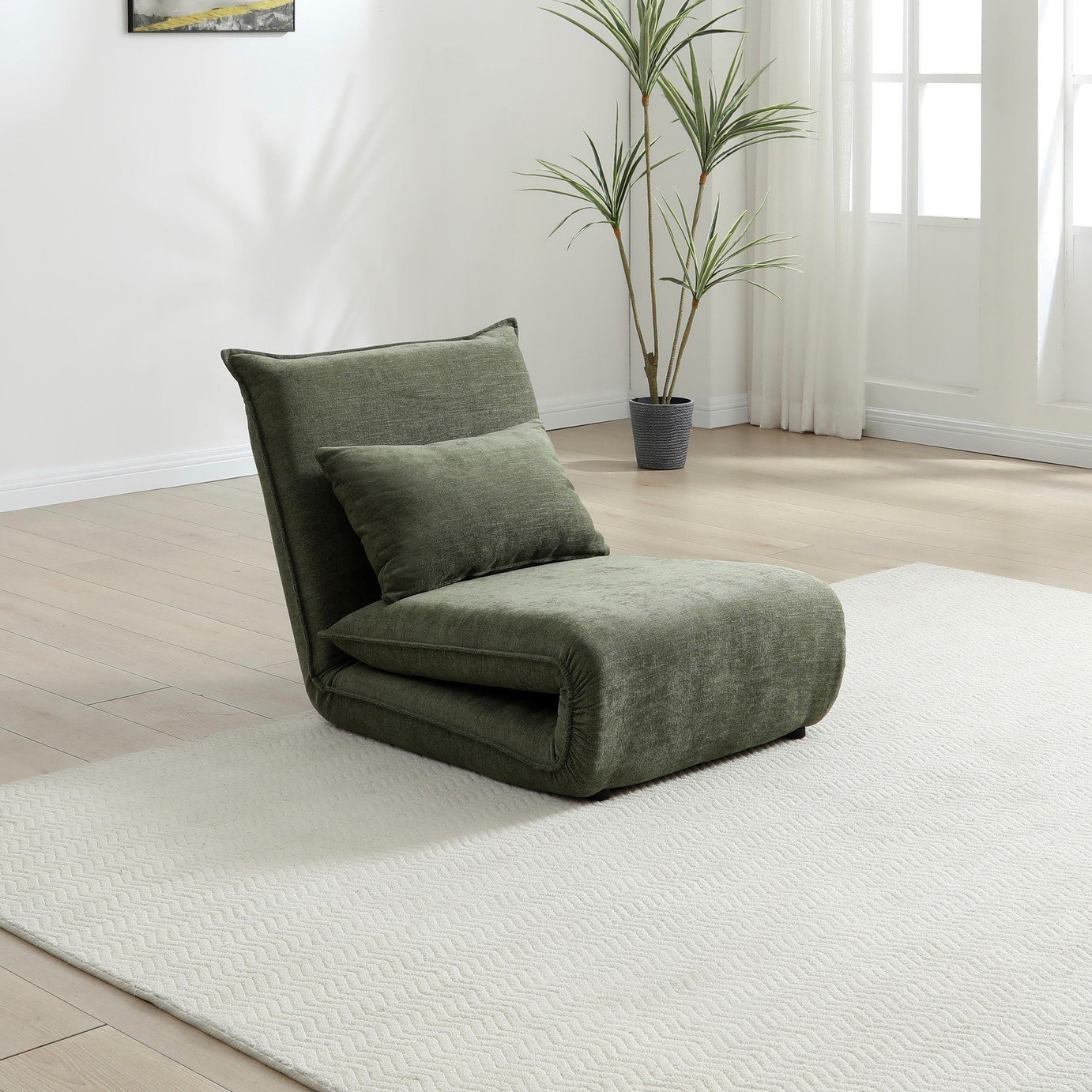 Kyoto Alfie Single Fabric Chairbed - Olive
