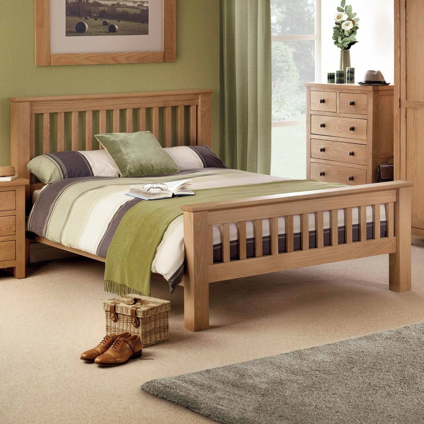 Julian Bowen Amsterdam HFE Kingsize Bedframe - Light Oak