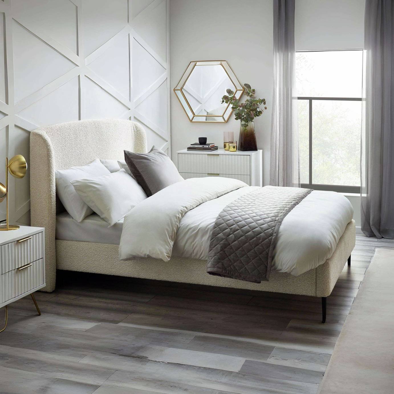 Julian Bowen Eden Kingsize Boucle Bedframe - Ivory