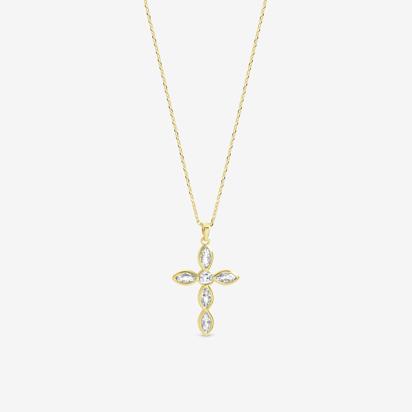 Inicio Gold Bezel Cross Pendant Necklace