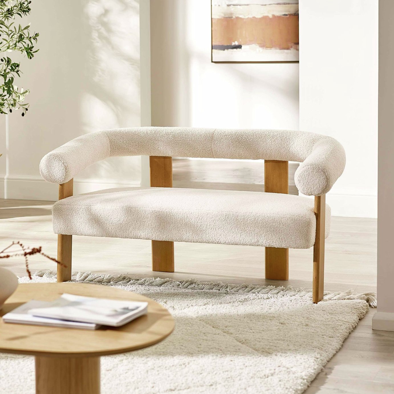 Julian Bowen Freya Boucle 2 Seater Sofa - White