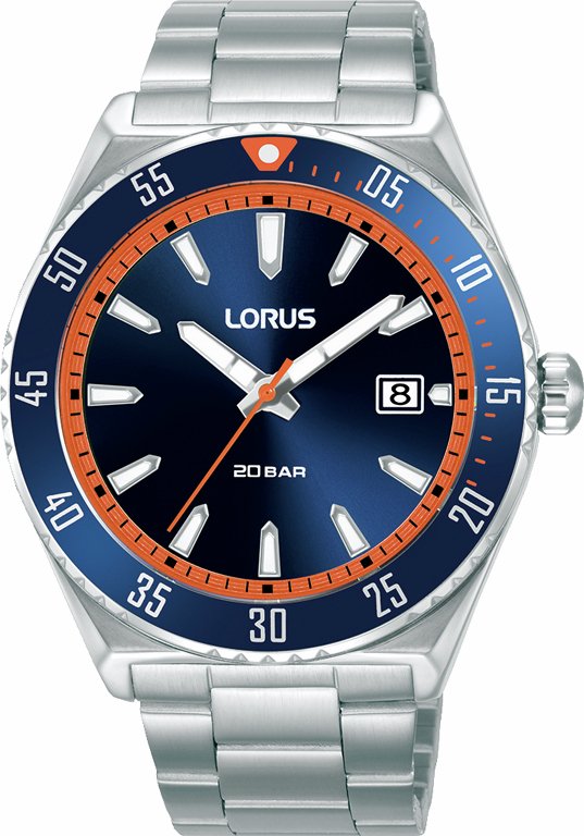 Lorus Men's Dark Blue Dial Silver Stainless Steel Bracelet Watch