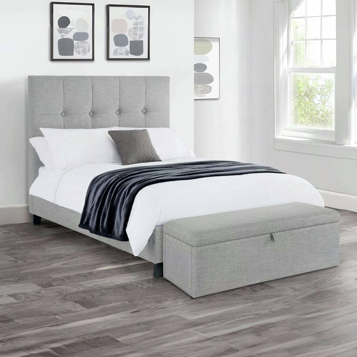 Julian Bowen Sorrento Kingsize Linen Bedframe - Grey
