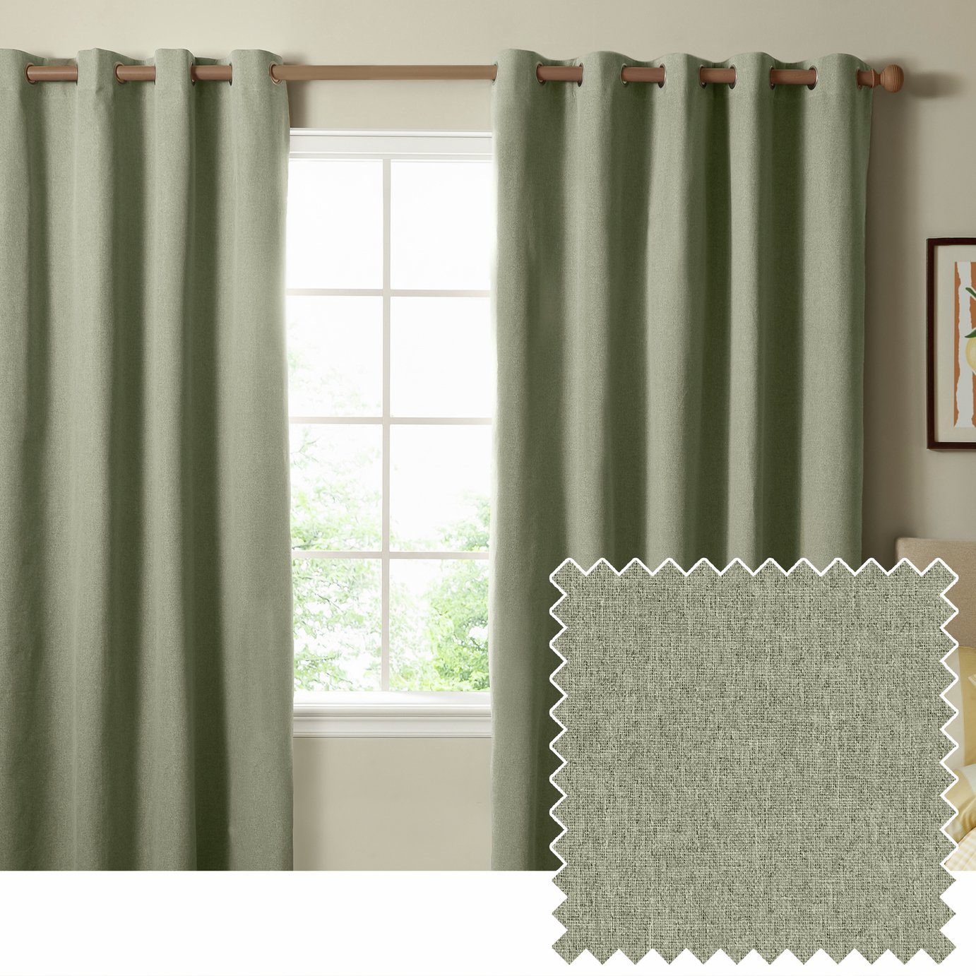 Furn Ultimate Blackout Eyelet Curtains - Sage Green - 229x137cm