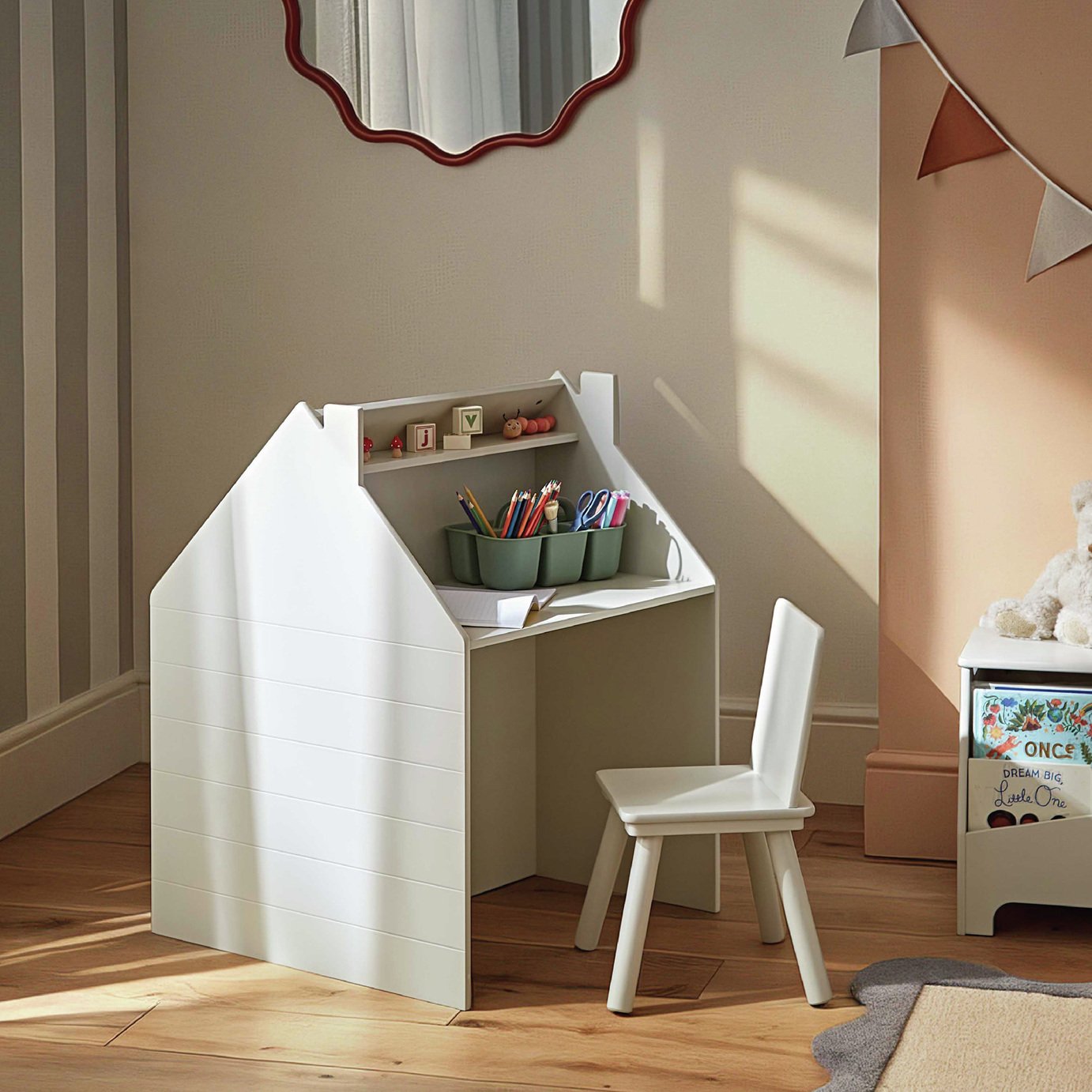 CuddleCo Kids Play House Activity Desk with Easel and Chair - Pebble
