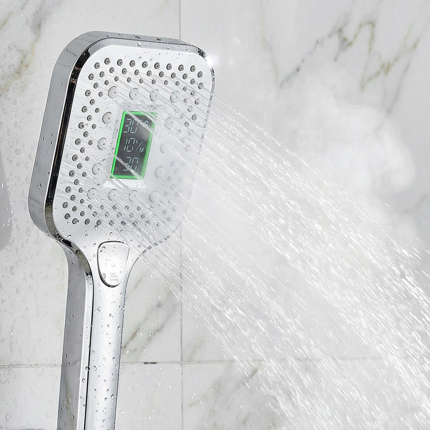 Aqualona Digital Display Shower Head - Silver