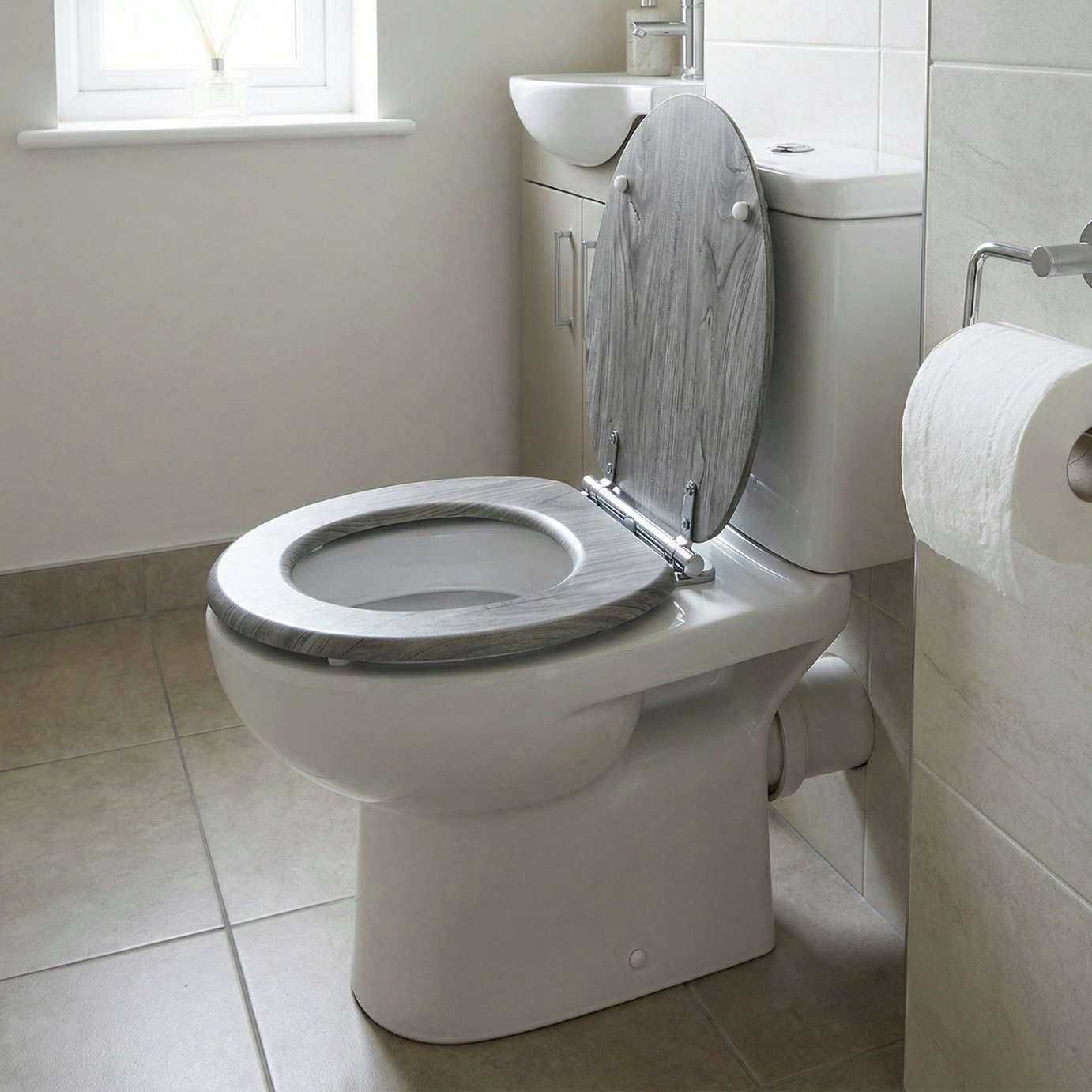 Aqualona Moulded Wood Soft Close Toilet Seat - Grey