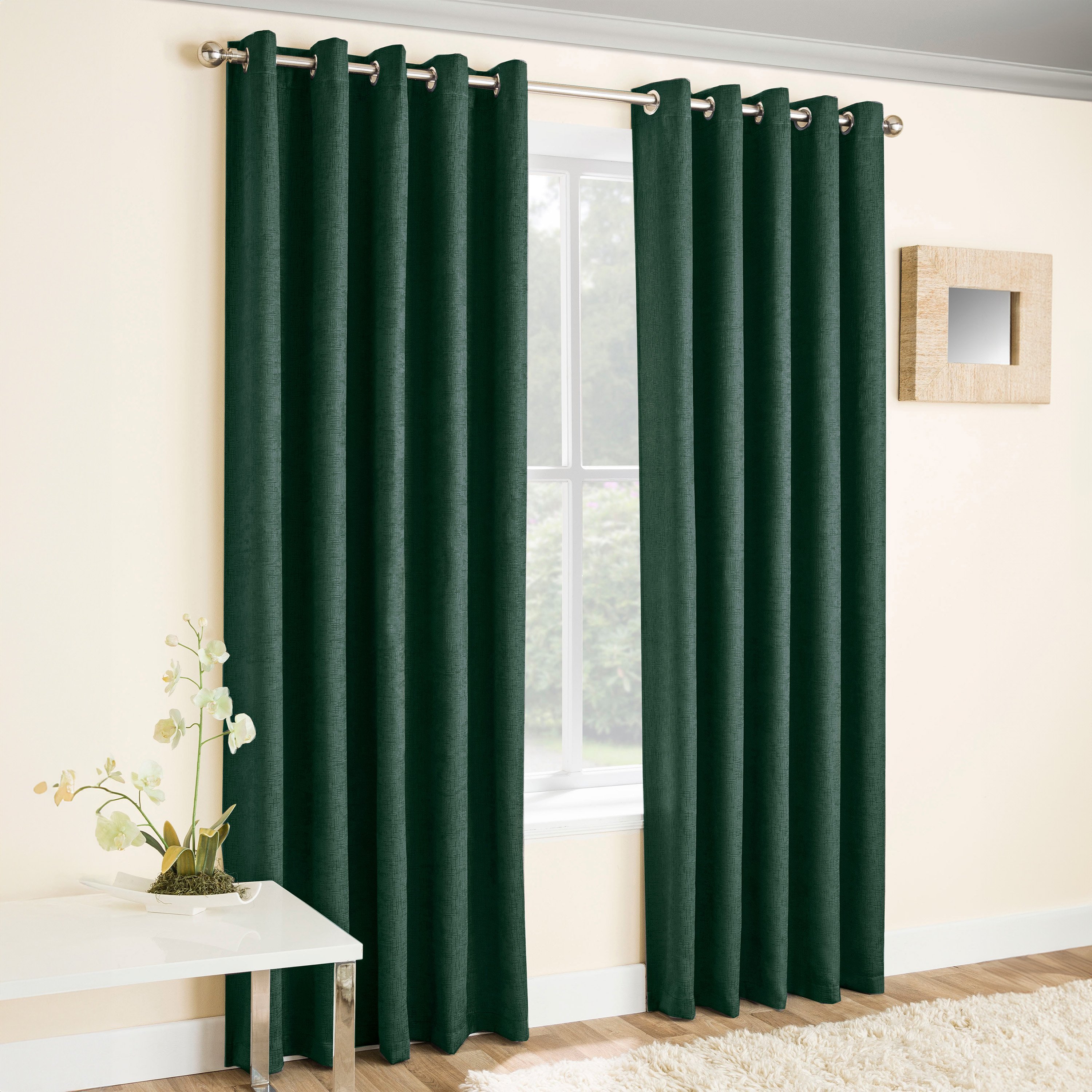 Enhanced Living Vogue Eyelet Thermal Curtains - 117 x 229cm - Green