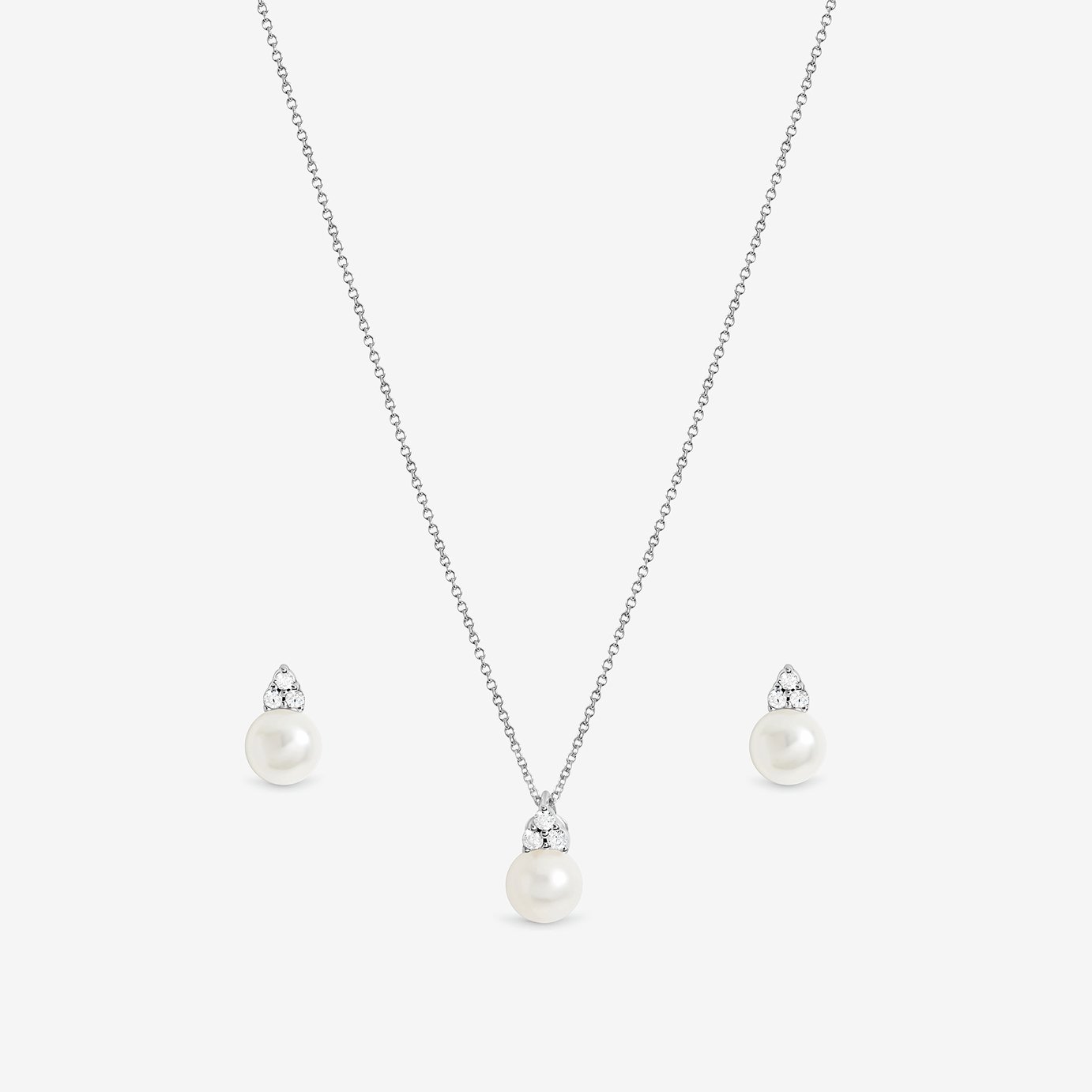 Simply Silver 925 Sterling Silver Freshwater Pearl Necklace And Earring Set