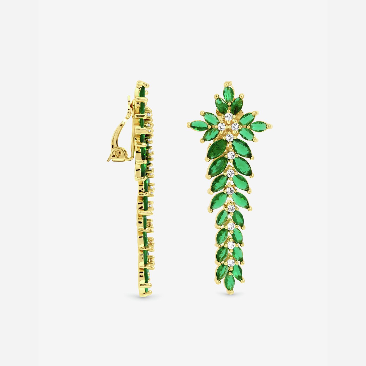 Jon Richard Gold Plated Emerald Statement Clip Earrings