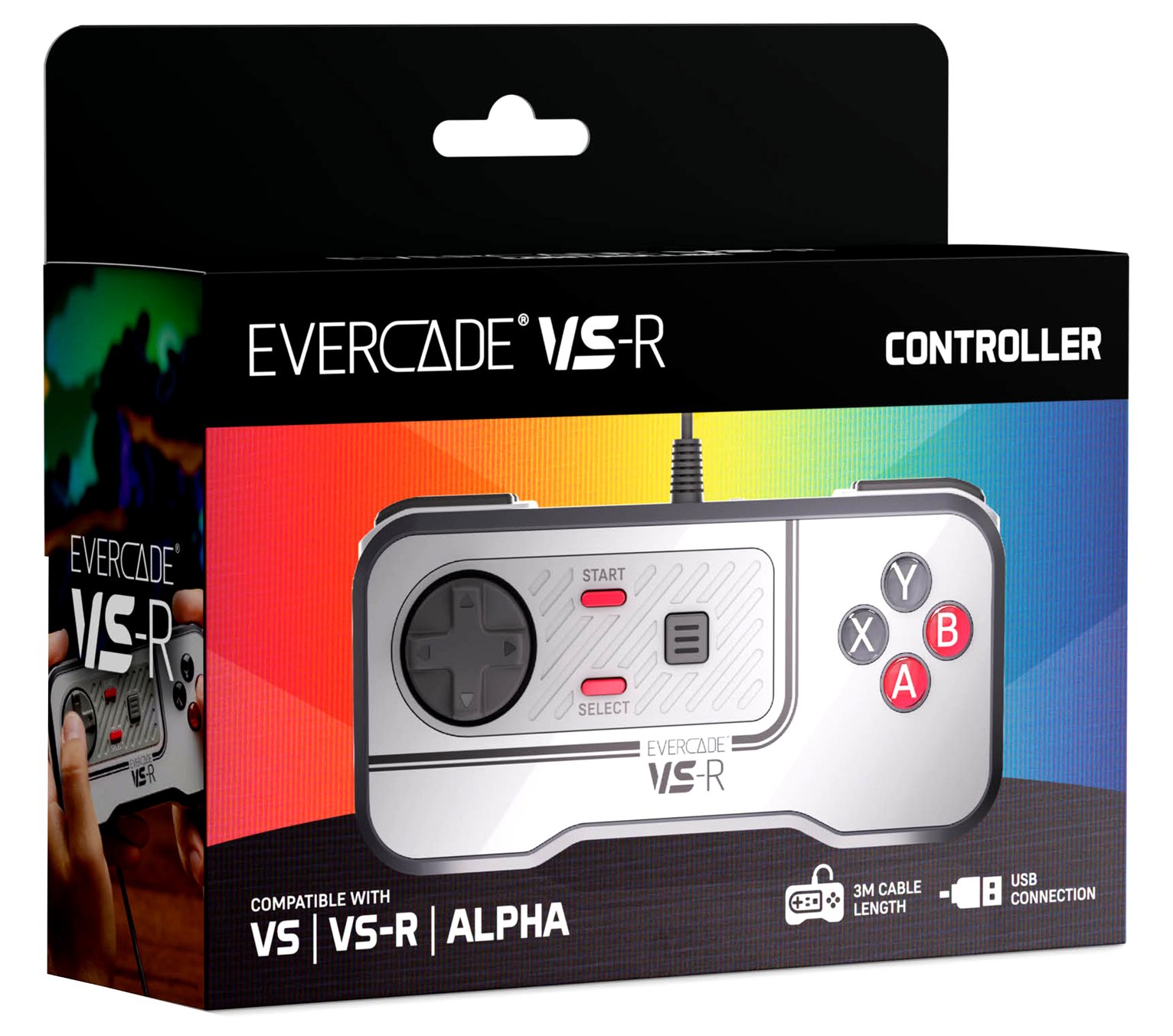 Evercade VS-R Colour Wired Retro Gaming Controller - Silver