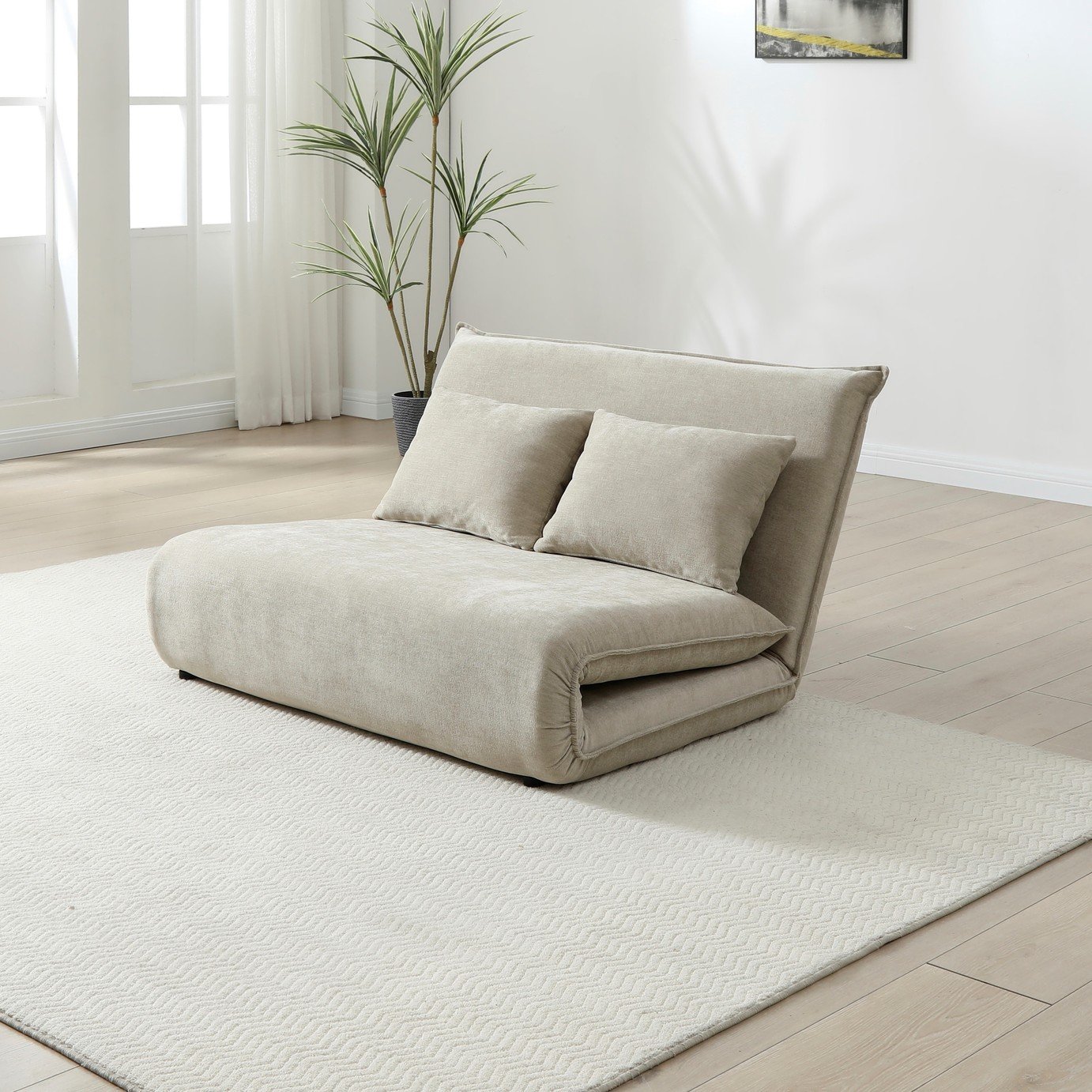 Kyoto Alfie Fabric 2 Seater Foam Fold Out Sofa Bed - Taupe